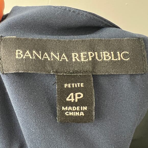 Banana Republic Navy Orange Peplum Top Rugby Striped Boat Neck Sleeveless Size 4 - Picture 6 of 7